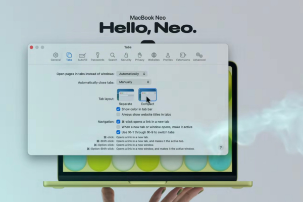 macOS Tahoe 26.4 Safari compact layout