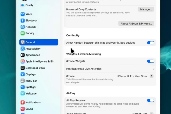  macOS Tahoe 26.4 Airdrop and Continuity Options